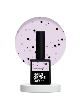 NailsOfTheDay MiDots gel polish 01 — молочно–рожевий гель лак з чорними крапочками для нігтів,10 мл