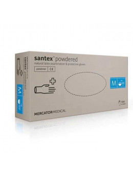 Рукавички латексні MERCATOR Santex Powdered WHITE опудренниє, розмір M, 100 шт  