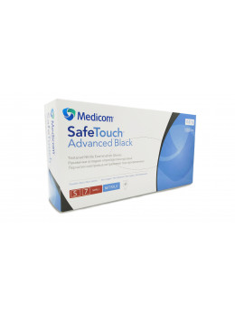 Рукавички нітрилові  Medicom SafeTouch, чорні, неопудрені, S 100 шт